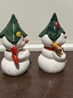 Vintage Set Of Two Christmas Snowman Salt And Pepper Shakers  Made In Japan