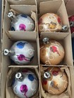 Vintage Lot Of 12 Assorted Mercury Glass Christmas Ornaments W cardboard Box