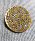 Vintage Antique Metal Picture Button Center 6-pt Star Flowers Paris Back