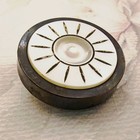 Antique Paris Back Drum Button   Carved Pearl Shell Sunburst In Brass   15 16 