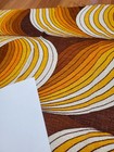 Awesome Rare Vintage Mid Century Retro 70s Yel Org Brn Textured Curves Fabric 