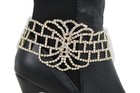Women Boot Bracelet Gold Metal Chain Bling Anklet Shoe Silver Big Flower Charm