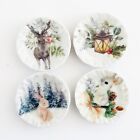 Miniature Christmas Plates Set 1 12 Dollhouse Ceramic Tableware Vintage Decor 4p