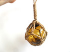 Dark Amber Hand Blown Glass Ball Fishing Float 3  Nautical Net Rope Hanger