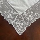 Vtg Wedding Bridal Hankie Floral Embroidered Mesh Net Lace Pinholes 11x11 