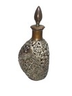 Vintage Antique Chinese Silvered Bronze Mounted Whiskey Glass Decanter 