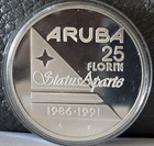 Aruba 1991 25 Florin Proof- Deep Mirrors Cameo - Mint Capsule  925 Fine Silver
