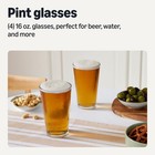 Amazon Basics Pint Glasses Set Of 4  16 Oz Thick Clear Beer Drinking Glass  For