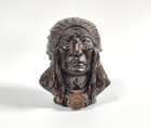 Vtg 1940s Native American Chief Metal Bust Salt Lake City Mormon Temple Souvenir