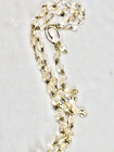 Vintage Sterling Signed Chapel Gold Sterling Chain Clear Crystal Rosary 45 Beads