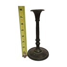 Vtg Single Solid Antique Brass Candle Holder 8    Tall Made In India