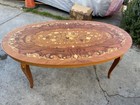 Vintage Mid Century Modern Italian Inlaid Oval Coffee Table