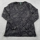 Lauren Ralph Lauren Shirt Womens Xl Black Gray Floral Scroll Long Sleeve Cotton