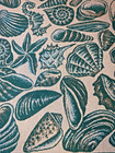 Seashell Seashore Beach 100 Percent Cotton Throw Blanket Afghan Teal Green Beige