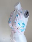 Vintage 70s Halter Bra Top Womens S Flower Print Crop Hippie Stevie Festival