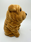 Vintage Plastic Flocked Shar Pei Dog Coin Piggy Bank Mr  Wrinkles 1970 s