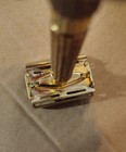 Vintage 1947 Gillette Aristocrat Gold Fat Handle Safety Razor  W  Case