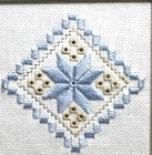 Hardanger Framed Doily Handmade Blue White Norway Embroidery Gold Frame Cross St