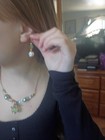 Crystal Fantasy Glass Beaded Pendant Necklace   Dangle Earrings Set