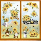  Spring Summer Sunflower Double Sided Window Clings - Easter Flowers Gnomes 