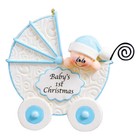 Personalized Baby s First Christmas Boy Blue Baby Buggy Ornament