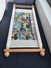 Handpainted Needlepoint Canvas Unfinished- tiny Town  W  Scroll Frame   Guide Bk