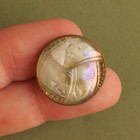 Antique Button - Metal   Glass - 23 Mm - Xxth - Glass Set In Brass Button