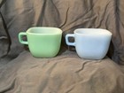 Vtg 4pc Set Of Glasbake Square Stackable Coffee Cups Blue  Pink  Green  White