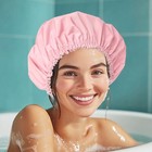 Double-layer Waterproof Shower Cap     Reusable Tpu Hair Protector For Women   Men