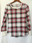 Old Navy Womens Top Size Large Red Plaid Thermal Waffle Knit Long Sleeve New