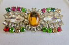 Czech Handmade  Vintage Style Glass Rhinestone Button    Multicolors W c Amber