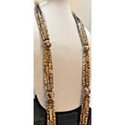 Antique 1850-1900 African Cow Batik Bone Disc Bead Ceremonial Necklace 24  Long