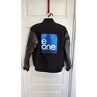 Rare 5001 Flavors Black Wool Leather Varsity Jacket Van Eone Light Records Lg