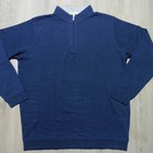 Peter Millar Mens L Large Pullover Navy Blue Crown Comfort 1 4 Zip Polo Sweater