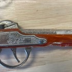 Hubley Flintlock Jr Cap Guns Toy Pistols Brown Silver Pair 11 Inch Vintage