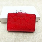 Coach Medium Corner Zip Wallet In Signature Leather Red Cv414 Outlet New W box