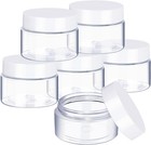Round 2 Oz Plastic Jars - 6 Pack Clear Leak-proof Containers For Makeup   Crafts