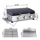 3-burner Gas Grill  28 680 Btu With Teppanyaki Grid  Pull-out Oil Pan  Black