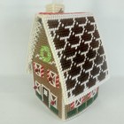 Vintage Handmade Plastic Canvas Needlepoint Christmas House Gingerbread Beaded E