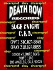 Tupac Pac 2pac Death Row Records Suge Knight 5-                Business      Card Vintage 