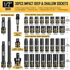 1 2  Drive Impact Socket Set  36-piece Metric  10-24mm  Deep   Standard Socket
