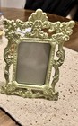 Pair Of Antique Cast Iron Victorian Metal Standing Picture Frames 