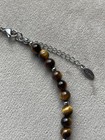 Amazonite   Tiger   s Eye Colorblock Necklace 17    Rondelle Beads Stainless