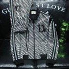 Mens High-end Casual Splice Print Suit Long-sleeve Fashion Sports Two-piece Set