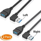 Urwoow 2 Pack Superspeed Usb 3 0 Angle Male To Female Extension Cable Black 