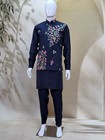 Mens Indian Kurta Pajama Set Roman Silk Embroidered Wedding Party Ethnic Wear