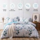 100  Long-staple Cotton Duvet Cover Set Baby Blue Teal Gradient Leaf Pattern Pri