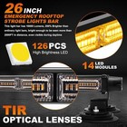 126 Led Strobe Light Bar Emergency Beacon Rooftop Warning Flashing Amber 26 