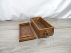 Vintage Small Wood Box With Brass Pull Handle   Lid - Decorative Storage