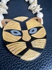 Rare Vintage Lee Sands Style Inlaid Mother Of Pearl Leopard Beaded Necklace 24   